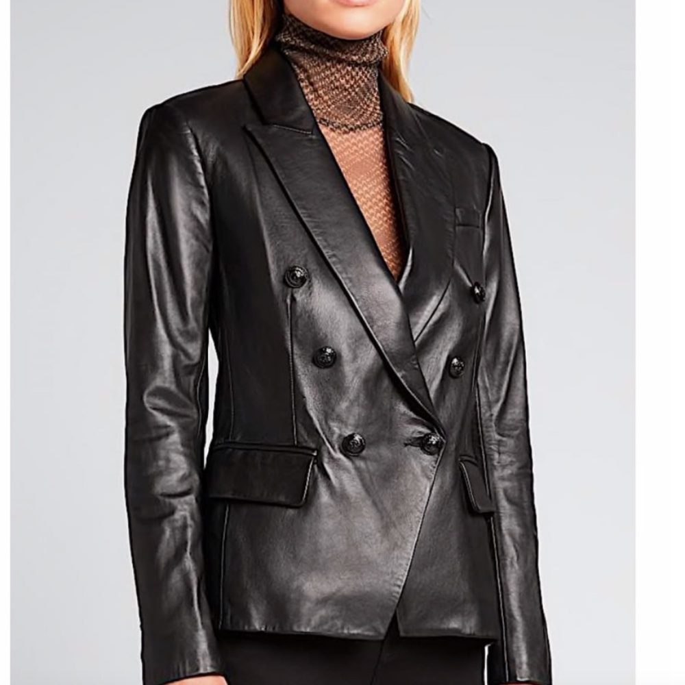 L'AGENCE Kenzie Leather Blazer